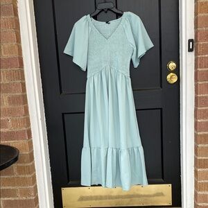 Kranda Teal Smocked Dress NWT XS